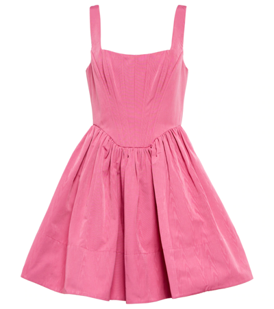Staud Dress Fitted Bodice Flared Skirt Square Neckline In Pink