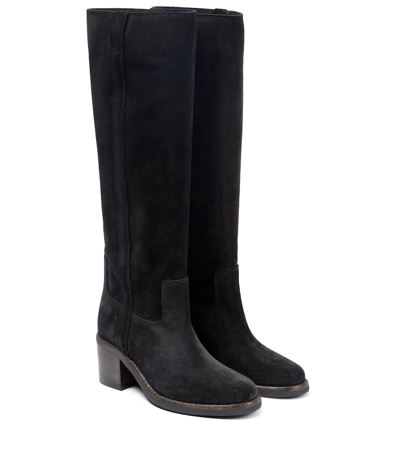 Isabel Marant Seenia Suede Knee-high Boots In Black
