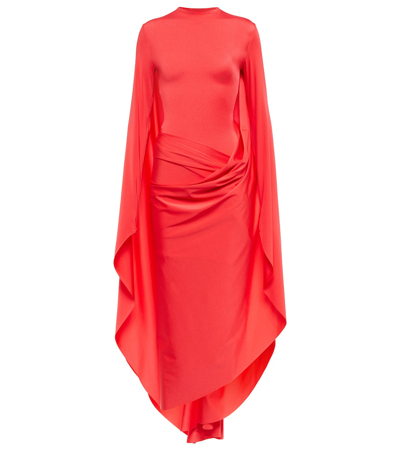 Balenciaga Draped Satin-jersey Maxi Dress In Orange