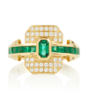 RAINBOW K SHIELD 18KT GOLD RING WITH DIAMONDS AND EMERALDS