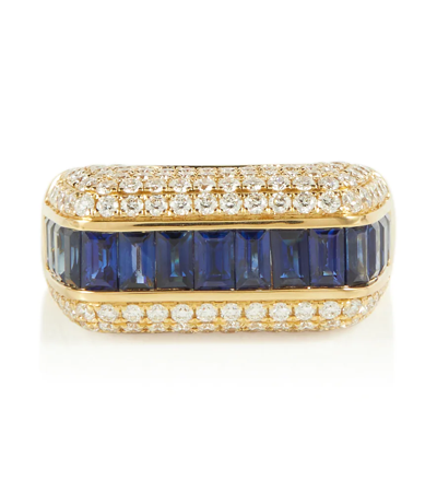 Rainbow K Empress 18kt Gold Ring With Diamonds And Sapphires In 0