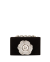 Oscar De La Renta Tro Flower Velvet Crossbody Bag In Black/crystal