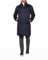 Norwegian Wool Men's Cashmere Down Topcoat In Navy