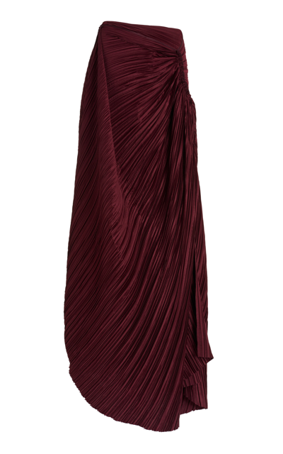 Cult Gaia Women's Iza Pleated Satin Maxi Skirt In Maroon Peak