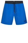 Hugo Boss Contrast-logo Swim Shorts In Recycled Material In Blue