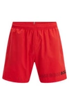 Hugo Boss Recycled-material Swim Shorts With Repeat Logos In Red