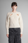 Isabel Marant Palima Cutout Cable-knit Mohair-blend Sweater In Beige