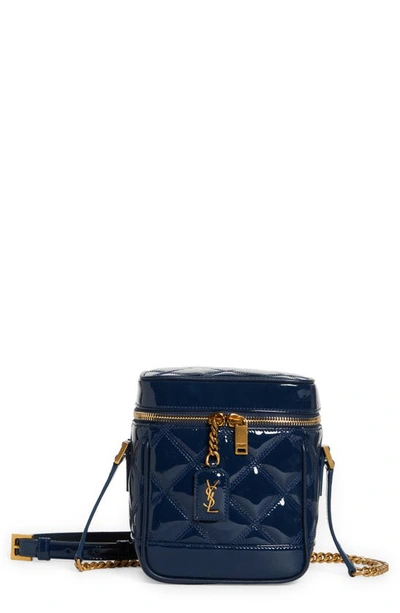 Saint Laurent Vanity Case Quilted Leather Crossbody Bag In Blue