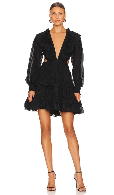 Magali Pascal Goldie Cut-out Ruffled Mini Dress In Black