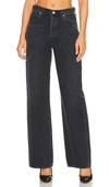 Citizen Of Humanity Womens Devine (washed Blk) Paloma Wide-leg Mid-rise Stretch-denim Jeans In Fade To Black