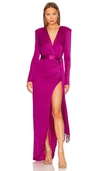 Bronx And Banco Belted Satin Jersey Wrap Maxi Dress In Purple