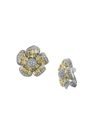 CZ BY KENNETH JAY LANE WOMEN'S LOOK OF REAL RHODIUM PLATED & CUBIC ZIRCONIA FLORAL STUD EARRINGS