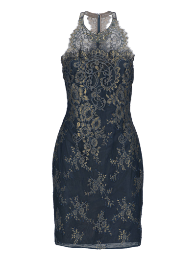 Pre-owned Marchesa Notte Women's Dresses -  - In Gold, Navy Synthetic Fibers