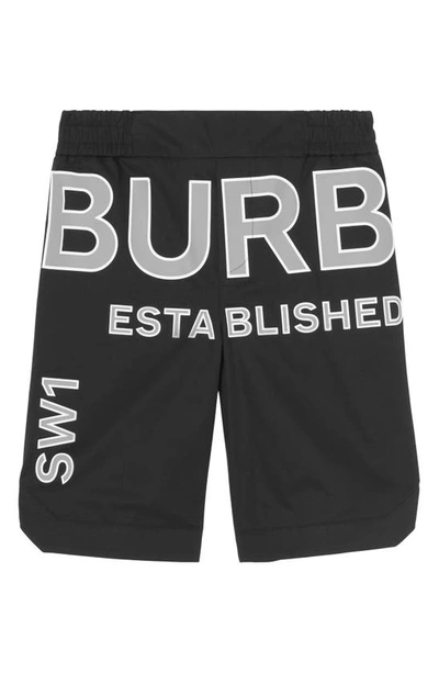 Burberry Kids' Horseferry Checked Cotton Shorts In Black