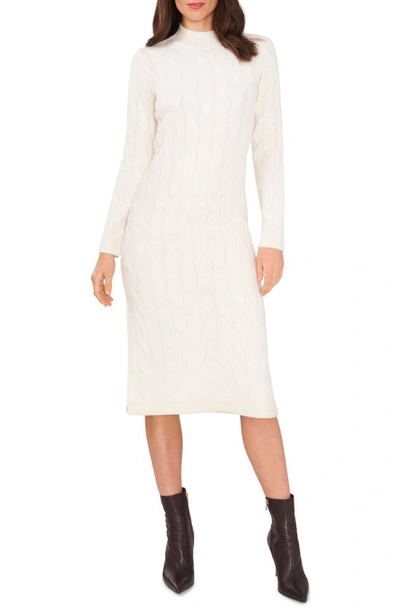 1.state Cable Knit Long Sleeve Sweater Dress In Antique White