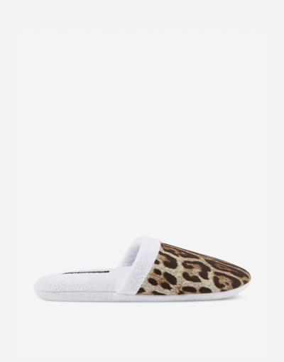 Dolce & Gabbana Leopard-print Terry Slippers In Multicolor