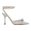 Mach&mach Glitter Double Crystal Bow Pointed Toe Pump In Metallic