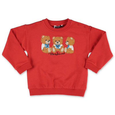 Moschino Kids Teddy Bear Printed Crewneck Sweatshirt In Red