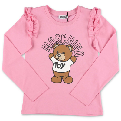 Moschino Kids Teddy Bear Printed Ruffled T In Pink