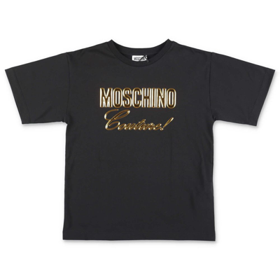 Moschino Kids Logo Printed Crewneck T In Black