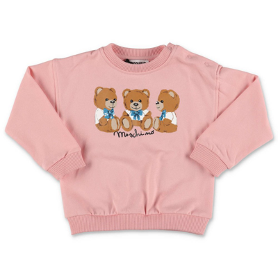 Moschino Kids Teddy Bear Printed Crewneck Sweatshirt In Pink