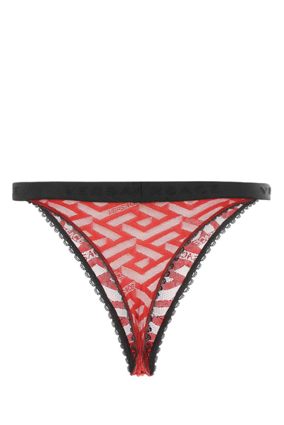 Versace Greca Pattern Lace In Red