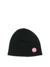 Canada Goose Fine-knit Logo Beanie In Black