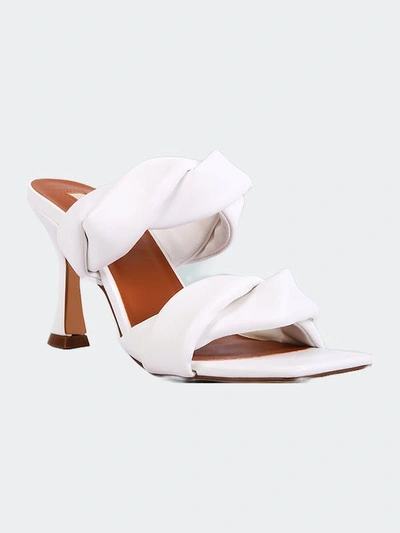 London Rag Glam Girl Twisted Strap Spool Heeled Sandals In White