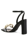 London Rag Bottom Kiss Chain Strap Block Heel Sandals In Black