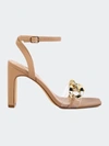 London Rag Bottom Kiss Chain Strap Block Heel Sandals In Camel