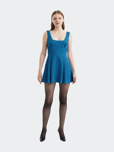 Nocturne Pleated Mini Dress In Blue