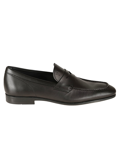 Tod's Logo Engrave Loafers In Black
