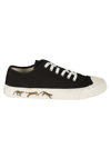 Kenzo Tiger Print Cotton Canvas Low Sneakers In Black
