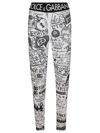 Dolce & Gabbana Logo Script-print Ankle Lycra Leggings In White/black
