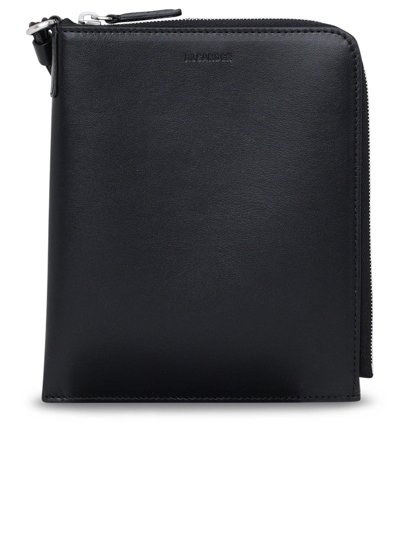 Jil Sander Logo Embossed Zipped Wallet In Nero
