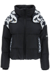 Versace Silver Baroque Print Down Puffer Jacket In Black
