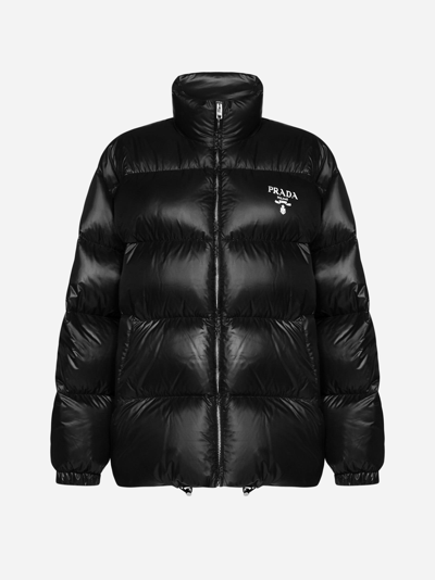 Prada Black Re-nylon Padded Jacket With Logo