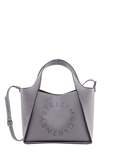 Stella Mccartney Logo Perforated Shoulder Bag In Grigio