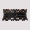 Alaïa Openwork Wide Leather Vienne Corset Belt In Nero