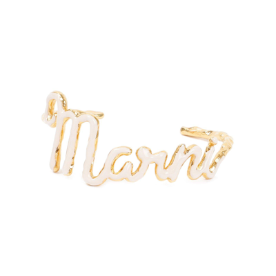 Marni Italic Logo Cuff Bracelet In Natural