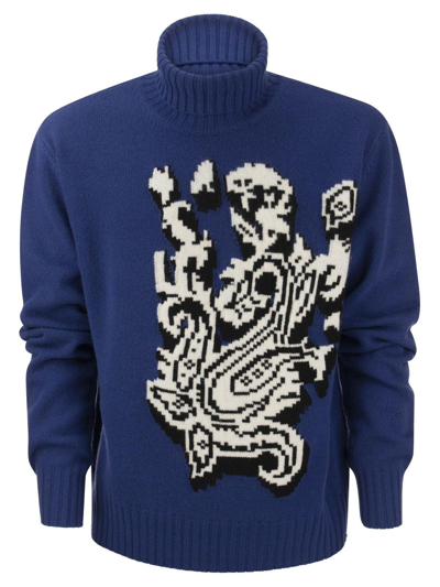 Etro Graphic-intarsia Knitted Jumper In Blue