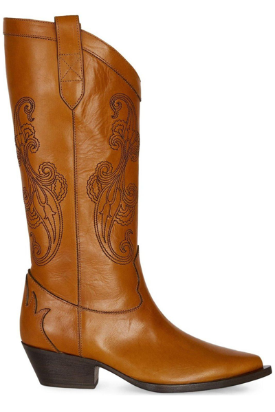 Etro Pointed-toe Knee-length Boots In Orange