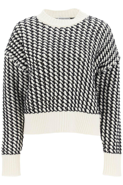 Bottega Veneta Ribbed-knit And Wool-chenille Sweater In Nero/gesso