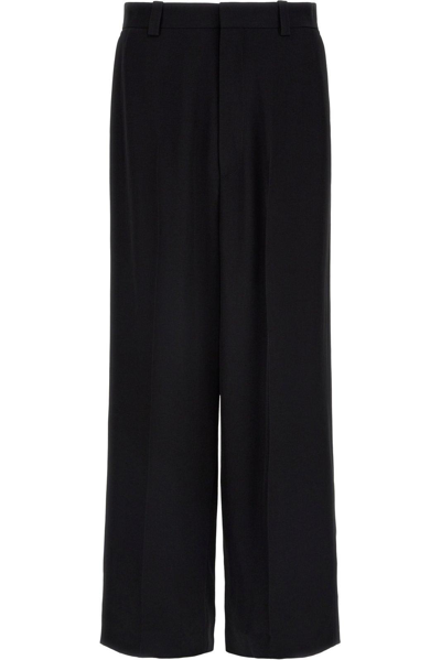 Balenciaga Mid-rise Wide-leg Twill Pants In Black