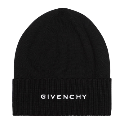 Givenchy Logo-embroidered Wool Beanie In Black