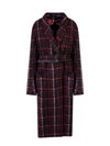Marni Reversible Madras Coat With Double Belt In Red/black