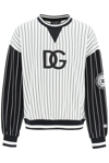 Dolce & Gabbana Stripe-panelled Jersey Sweatshirt In Bianco/nero