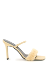 By Far Pink Ada 100 Shearling Trim Leather Sandals In Sabbia