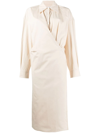 Lemaire Twisted Cotton Poplin Midi Shirt Dress In White