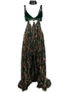 Roberto Cavalli Patterned Pleated Maxi Dress In Neutrals